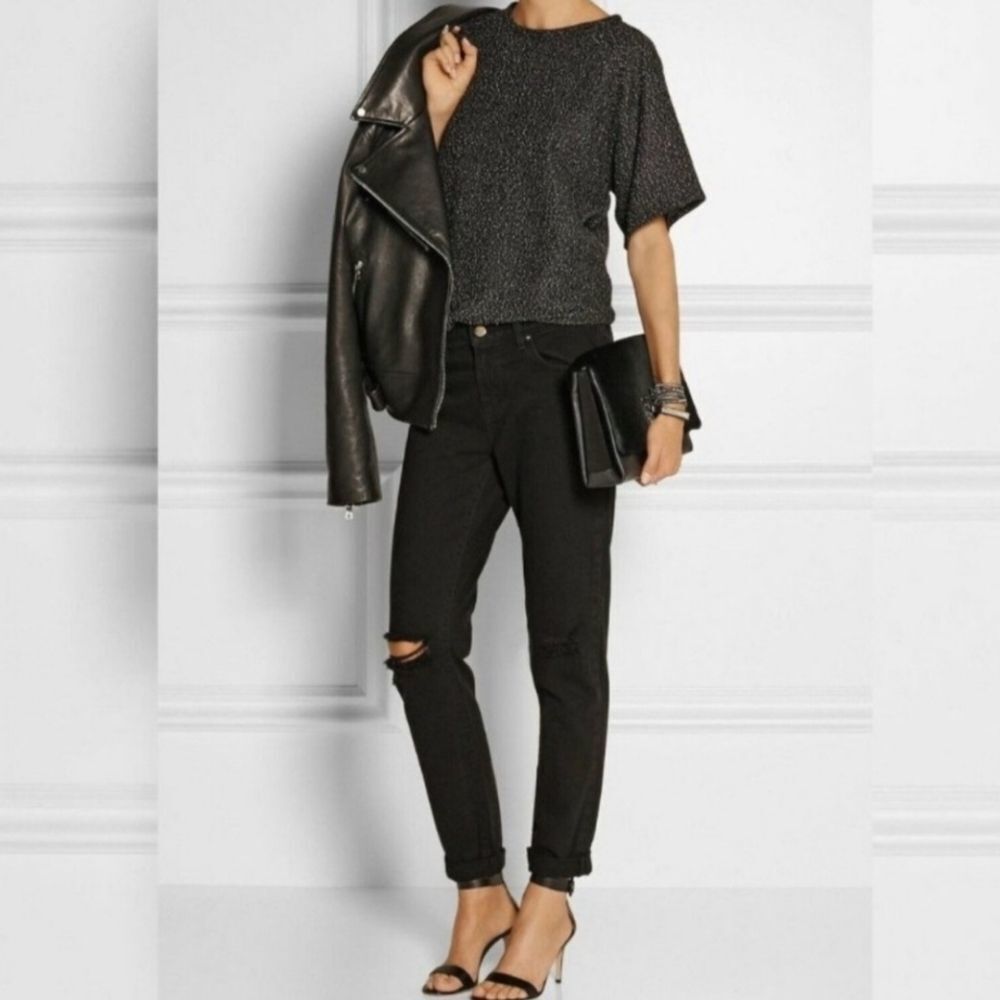J BRAND Jake Slim Boyfriend Distressed Womens Jeans in Gothic Black Size 24